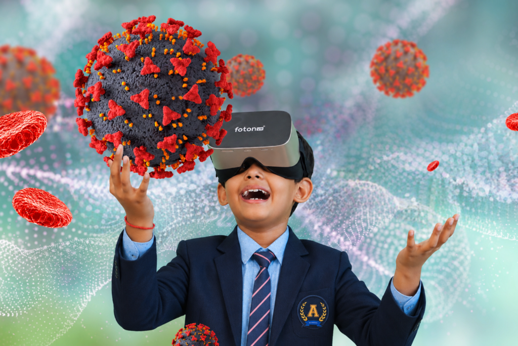 fotonVR Student interacting with studies in VR